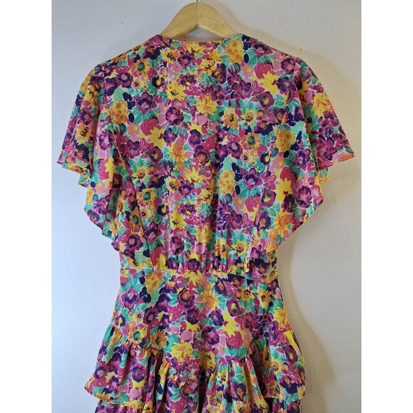 Vtg SANDY SANDY 80'S Floral Print Dress Sz S Ruffles Easter Spring Retro Fairy - Picture 10 of 11